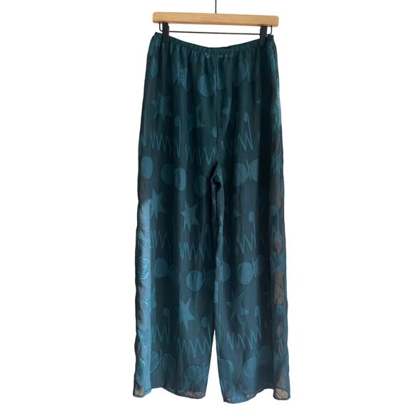Victoria's Secret Pants - Vintage Y2K Victoria's Secret Gold Label Pajama Pants Green Wide Leg Palazzo